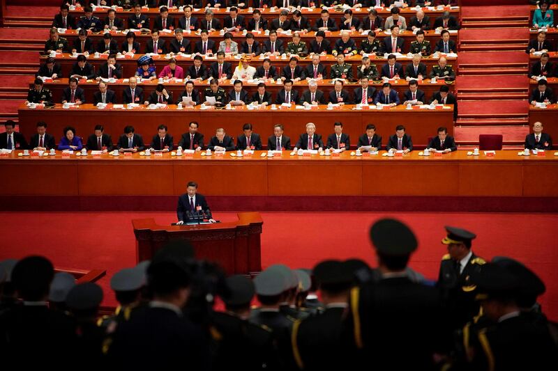 Chinese president Xi Jinping speaks during the opening session. Aly Song / Reuters