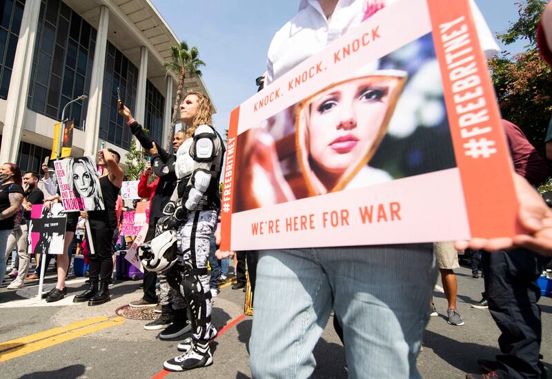 Fans of Britney Spears protest in front of the Stanley Mosk Courthouse during hearing to end the controversial guardianship. AFP