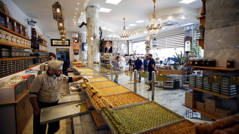 Rows of traditional sweets on display at a shop in Baghdad during the last days of Ramadan. Reuters