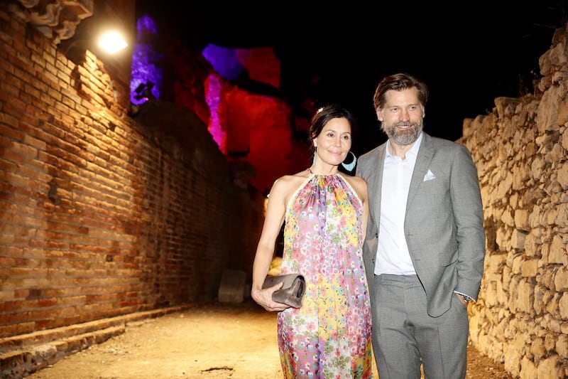 Nukaaka Coster-Waldau and Nikolaj Coster-Waldau attend the red carpet of the closing night of the Taormina Film Festival. Getty Images