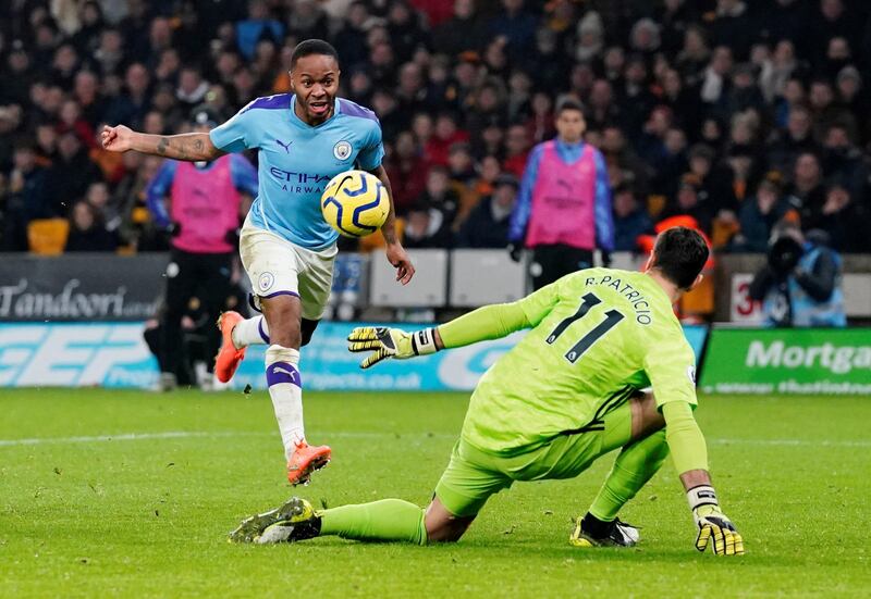 Sterling scores their second goal. Reuters