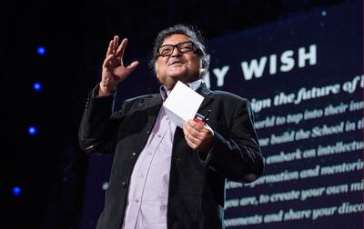 This February 25, 2013 handout image courtesy of TED2013 shows TED prize winner Sugata Mitra in Long Beach, California. Sugata Mitra on February 26, was awarded a one millionUSD TED Prize to pursue the promise of building schools in the Internet cloud where young minds can learn unfettered by grown-ups. Mitra's journey to the prestigious TED gathering began more than a decade ago in Delhi, when he stuck a computer in a hole in a slum wall to see what the children would do.     AFP PHOTO / HANDOUT / James Duncan Davidson                        = RESTRICTED TO EDITORIAL USE - MANDATORY CREDIT " AFP PHOTO / TED2013 James Duncan Davidson " - NO MARKETING NO ADVERTISING CAMPAIGNS - DISTRIBUTED AS A SERVICE TO CLIENTS = (Photo by HO / TED2013 / AFP)