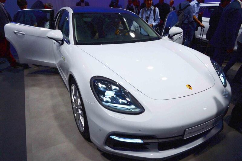 A Porsche Panamera 4 e-hybrid at the Paris motor Show. Eric Piermont / AFP