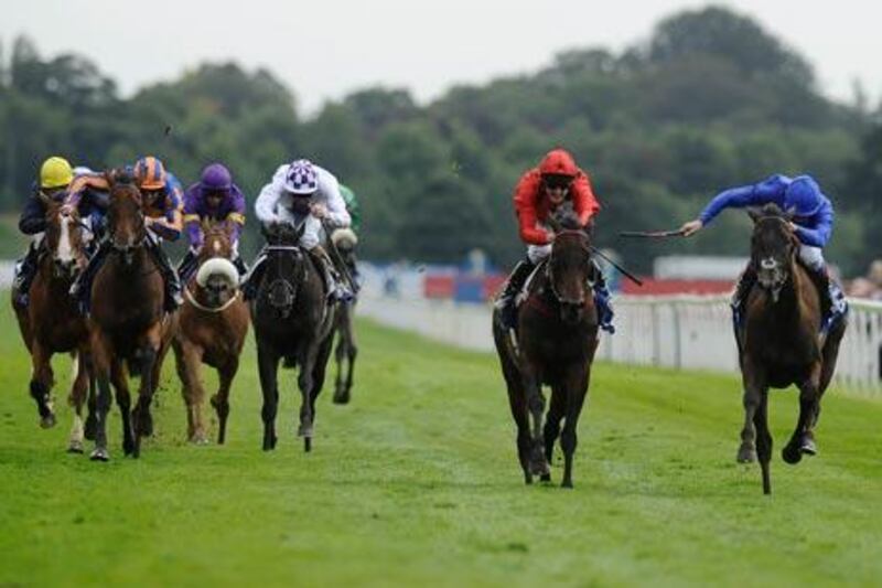 Image	Frankie Dettori rides Blue Bunting, right, to victory in The Darley Yorkshire Oaks at York yesterday.