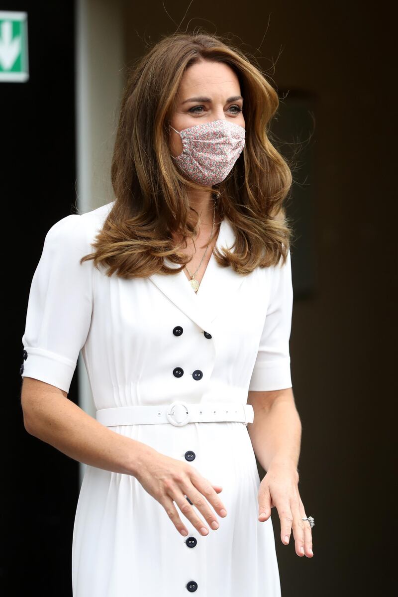 Catherine, Duchess of Cambridge, wore a face mask by children's brand Amaia. Getty Images