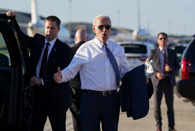 US President Joe Biden departs Washington to vote in the Delaware primary election, on September 13. Reuters