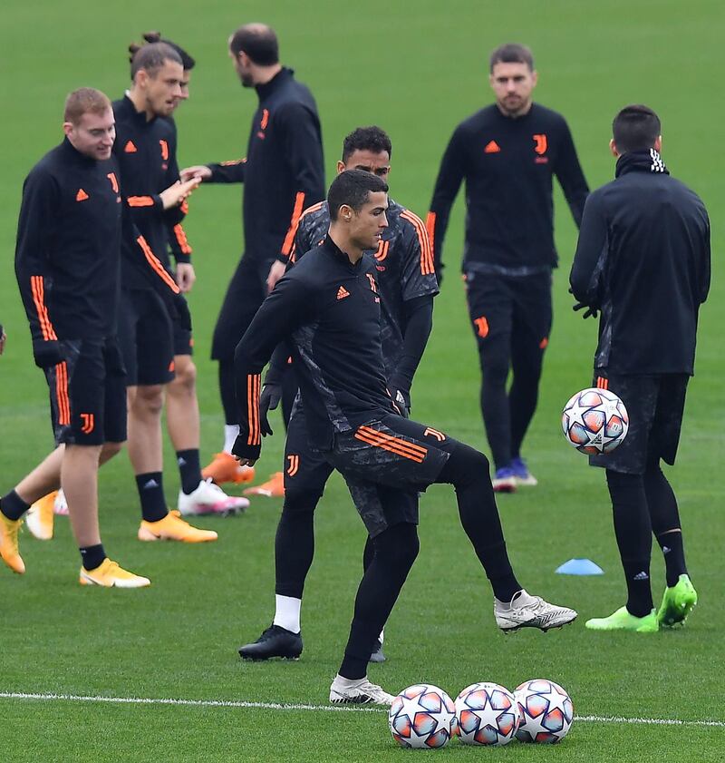 Cristiano Ronaldo of Juventus during training on Tuesday. EPA