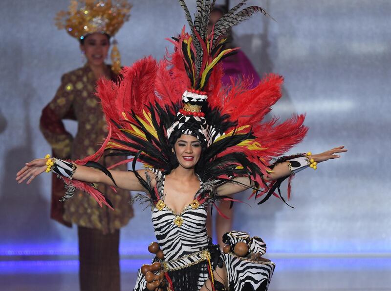 Miss Honduras Ana Grisel Romero performs during the Miss World 2019 final.  EPA