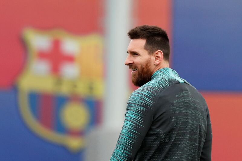 Barcelona's Lionel Messi during training. Reuters