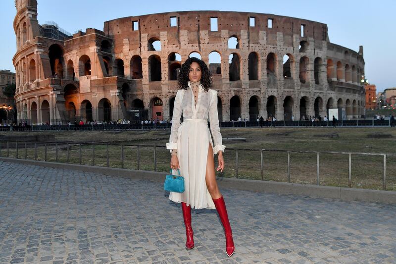 Cindy Bruna, in Fendi, attends the Fendi show on July 4, 2019 in Rome, Italy. Getty Images