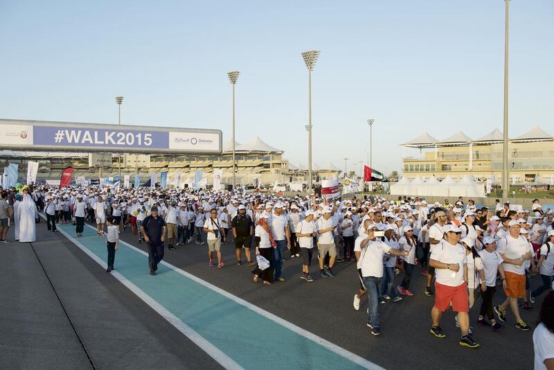 The 10th annual Abu Dhabi Walk to mark World Diabetes Day will take place on November 11 at Yas Marina Circuit, Yas Island. Vidhyaa for The National