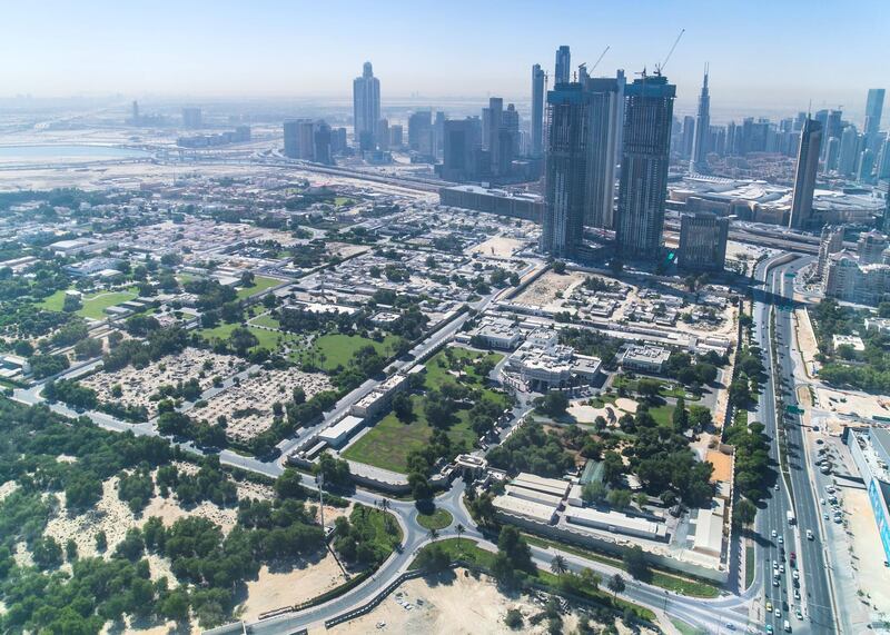 DUBAI, UNITED ARAB EMIRATES. 18 OCTOBER 2020. 
The view from the 50th floor at ICD Brookfield Place building on Al Mustaqbal Street.
(Photo: Reem Mohammed/The National)

Reporter:
Section: