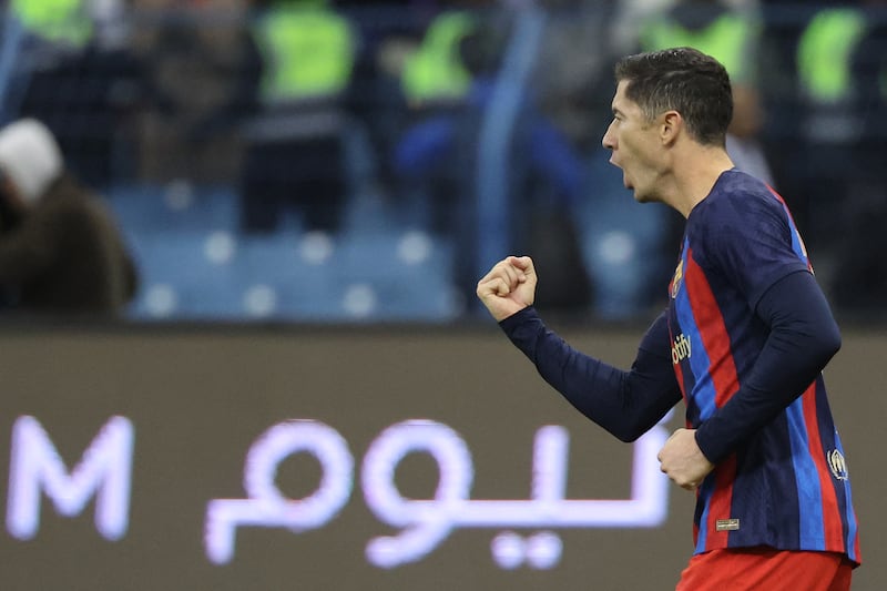 Barca striker Robert Lewandowski was successful with his penalty in the shootout. AFP