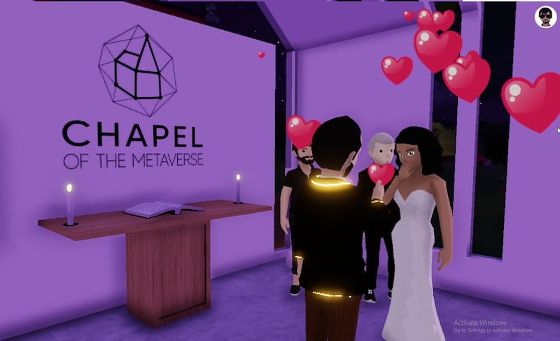 The couple exchanged vows in the metaverse.