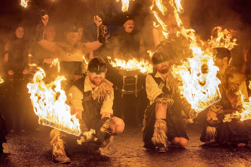 **Pics free to use**
Members of Scotland’s pioneering Celtic Fire Theatre company, PyroCeltica, and the Harbinger Drum Crew provide a special preview performance from the esplanade of Edinburgh Castle before taking their place to lead a cast of thousands for the Torchlight Procession, officially getting Edinburgh’s Hogmanay underway!  
 