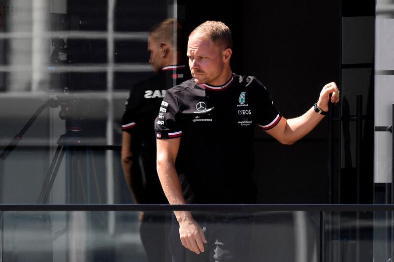 Mercedes' Finnish driver Valtteri Bottas leaves his team´s motorhome at the Circuit de Catalunya on May 6, 2021 in Montmelo on the outskirts of Barcelona, ahead of the Spanish Formula One Grand Prix. / AFP / JAVIER SORIANO
