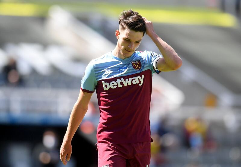 Declan Rice - 9:  Excellent performance from the centre-midfielder. Times his tackles so well and keeps things simple in possession. Hit the bar with header that fell for Soucek to score second. Intriguing battle with the in-form Saint-Maximin. Getty