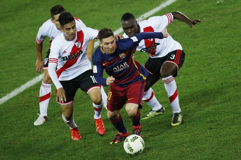 Lionel Messi in action during the CLub World Cup final where he scored in Barcelona's 3-0 win over River Plate. Issei Kato / Reuters