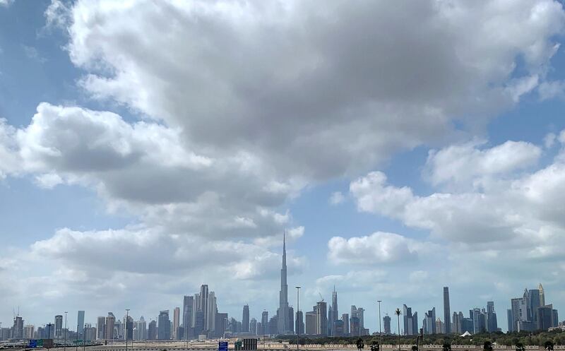 DUBAI, UNITED ARAB EMIRATES , Feb 12  – 2020 :- Dubai skyline during the cloudy weather in Dubai.  (Pawan  Singh / The National) For News/Standalone