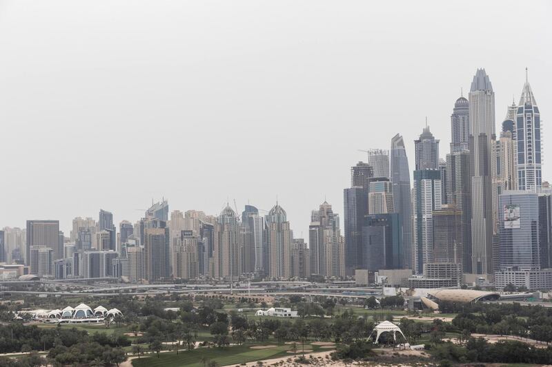 DUBAI, UNITED ARAB EMIRATES. 12 APRIL 2018. Cloudy and overcast weather in Dubai with some wind and dust in the atmosphere. (Photo: Antonie Robertson/The National) Journalist: STANDALONE. Section: National.