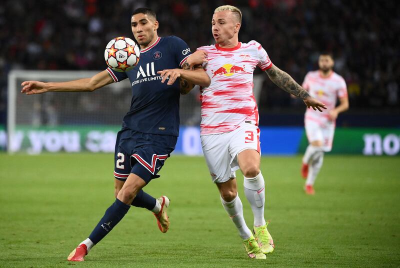 Achraf Hakimi - 4: Out of position for first Leipzig goal as Angelino enjoyed freedom of Parc de Princes to provide cross for Silva’s goal. Then failed to close down same player before Spaniard set up Mukiele’s strike to make it 2-1. Booked in second half. Brought down for second PSG penalty. AFP