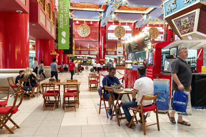 DUBAI, UNITED ARAB EMIRATES. 18 JULY 2018. STANDALONE. The China Court, a themed part of the Ibn Battuta Mall complex, that is modelled after the golden era of ancient China’s and depicts explorers and inventions by the Chinese Empire. (Photo: Antonie Robertson/The National) Journalist: None. Section: National.