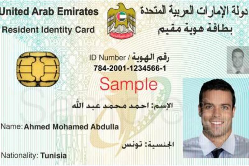 ABU DHABI // The name of the Emirates ID card for non-UAE citizens
will be changed to ÒResident Identity CardÓ from next month (February
2013), the Emirates Identity Authority (Eida) 
WAM *** Local Caption ***  292cc515-9d00-4087-88e1-e3201cde517d.jpg