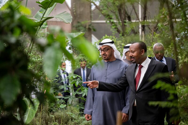 President Sheikh Mohamed and Mr Abiy tour the Botanical Garden