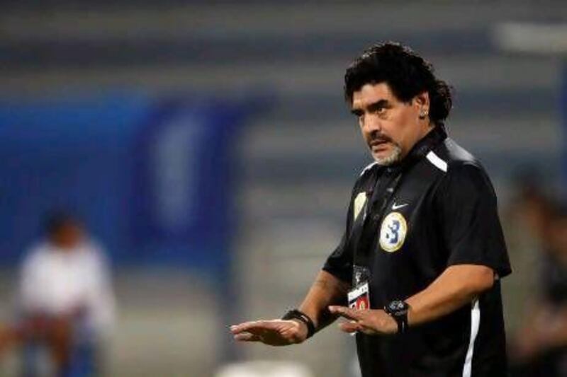 Diego Maradona says he will 'spare no efforts in helping the DSC to develop sports'. Mike Young / The National