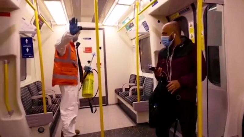 Street artist Banksy has unveiled his latest creation on the London Underground in an effort to underline the importance of wearing a mask on public transport amid the coronavirus outbreak.