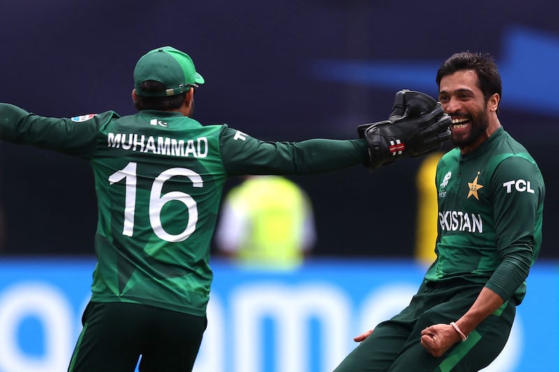 Mohammad Amir celebrates after dismissing Ravindra Jadeja first ball. AFP
