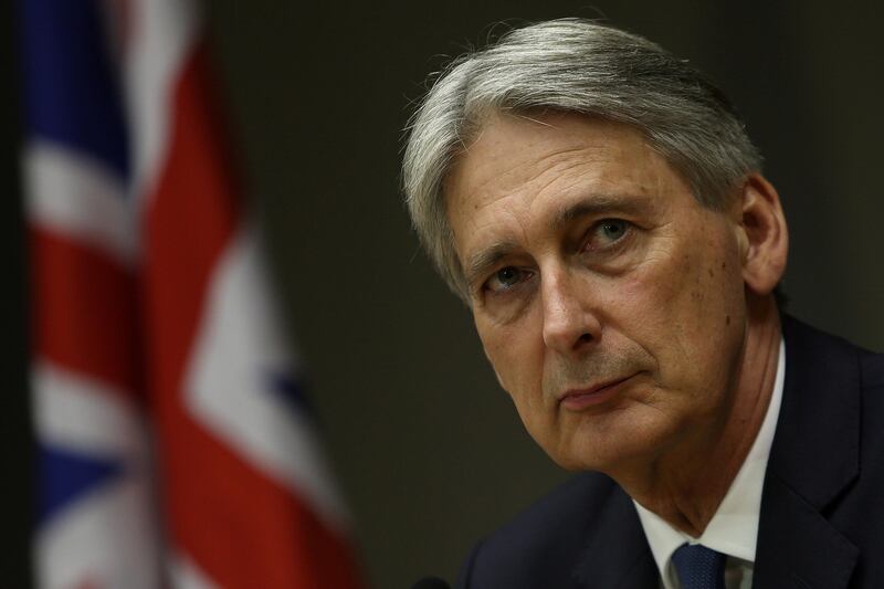 Britain's Chancellor of the Exchequer Philip Hammond attends a meeting with Brazil's Finance Minister Henrique Meirelles (unseen) in Brasilia, Brazil, July 31, 2017. REUTERS/Adriano Machado