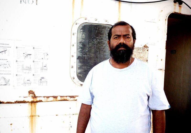Captain Ayyappan Swaminathan of the MZ Azraqmoiah has been at sea for almost three years because of a financial dispute with his employer. He is one of three crew left on board the vessel to have negotiated a deal that will see them return home. Courtesy: A. Swaminathan.
