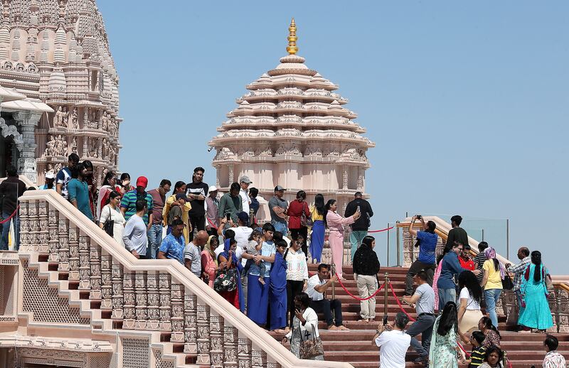 When the Baps Hindu temple formally opened on February 14, people began queuing almost immediately