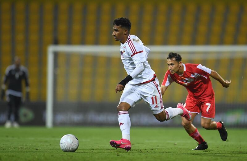 UAE were made to fight for their win over Tajikistan in their friendly at the at Zabeel Stadium in Dubai. Courtesy UAE FA