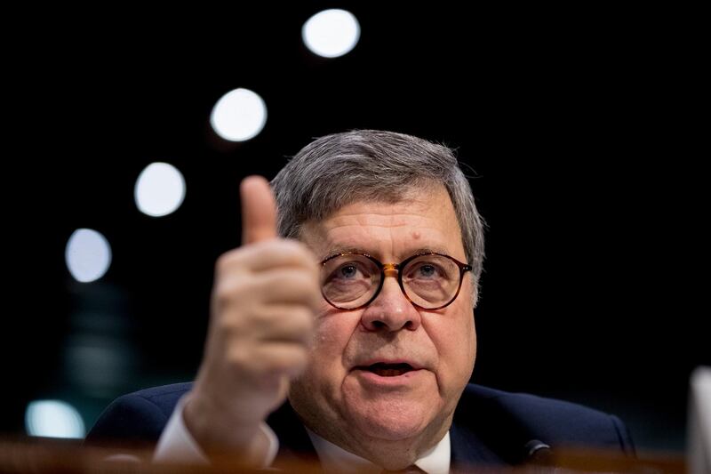 In this Jan. 15, 2019 photo, Attorney General nominee William Barr testifies during a Senate Judiciary Committee hearing on Capitol Hill in Washington. The Senate on Thursday confirmed Barr as attorney general, placing the veteran government official and lawyer atop the Justice Department as special counsel Robert Mueller investigates Russian interference in the 2016 election.(AP Photo/Andrew Harnik)