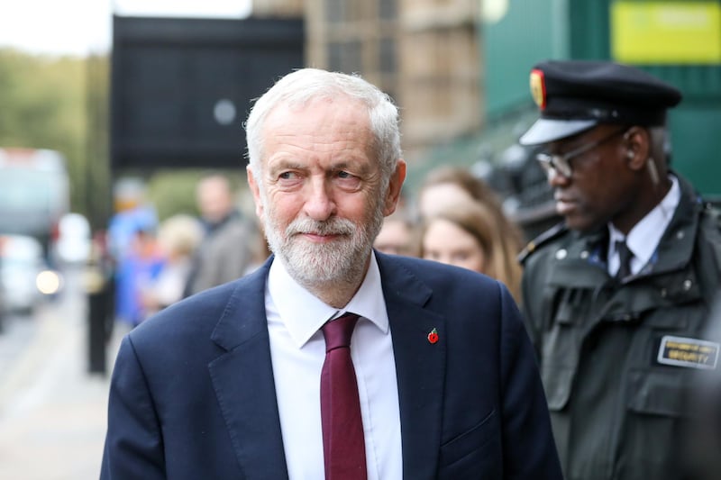 Jeremy Corbyn, leader of the U.K. opposition Labour party, arrives to attend a service to mark the centenary of the Armistice at St Margaret’s Church, Westminster Abbey in London, U.K., on Tuesday, Nov. 6, 2018. U.K. Cabinet ministers expect to be locked in a room to study the latest options for a Brexit deal in strict secrecy on Tuesday as Prime Minister Theresa May redoubles efforts to get a deal this month, according to people familiar with the matter. Photographer: Chris Ratcliffe/Bloomberg