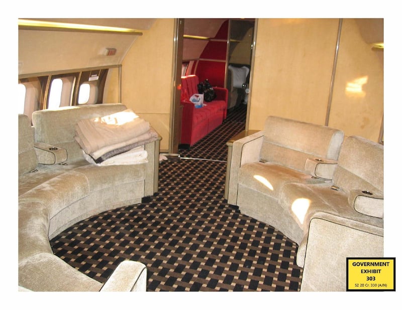 A photo issued by US Department of Justice shows the interior of one of Epstein's private planes.