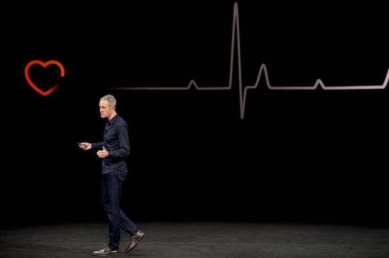 Apple's Chief Operating Officer Jeff Williams speaks about the Apple Watch during a media event at Apple's new headquarters in Cupertino, California.  Josh Edelson / AFP Photo