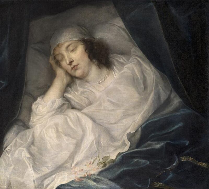 Van Dyck’s last portrait of Venetia Stanley, on her death bed. Courtesy trustees of Dulwich Picture Gallery