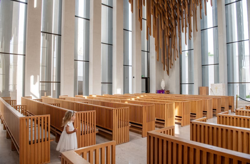 The church design interior is based on the idea of an ‘ecstatic redemptive shower'