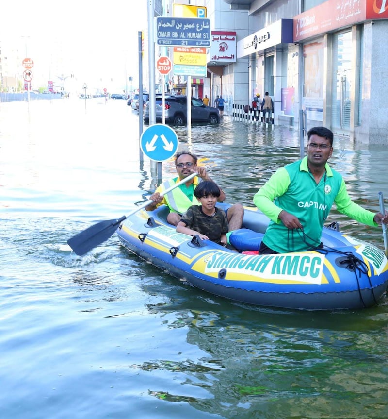 Volunteers from the Kerala Muslim Cultural Centre transport residents in Sharjah to safety. Photo: Kerala Muslim Cultural Centre