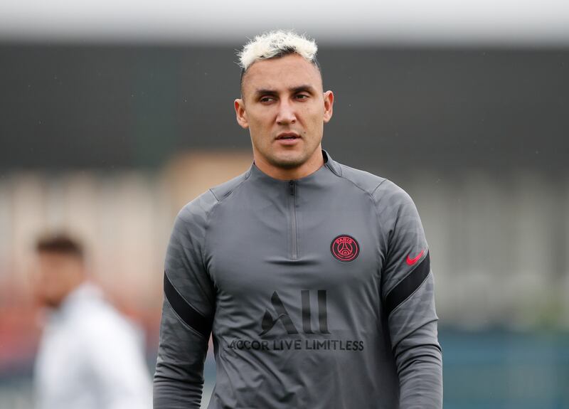 PSG goalkeeper Keylor Navas during training on Monday. Reuters