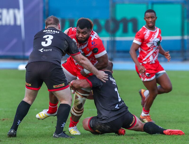 Emosi Ratuvecanaua carries the ball against Bahrain. 