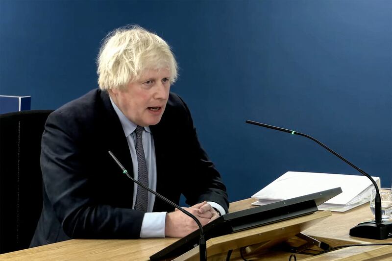 Boris Johnson addresses the UK Covid-19 Inquiry in London. AFP
