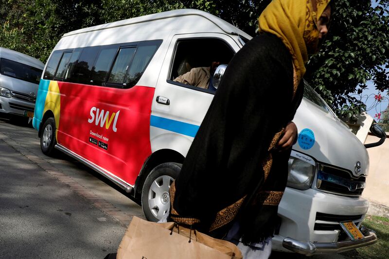 Shared transport of Swvl on an Islamabad street in Pakistan. The company is pursuing a growth strategy that will expand its annual gross revenue to about $1bn. Reuters
