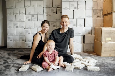 Jacob and Mai Koch, co-foudners of Dubai babycare brand Velvær, with their daughter Esther  