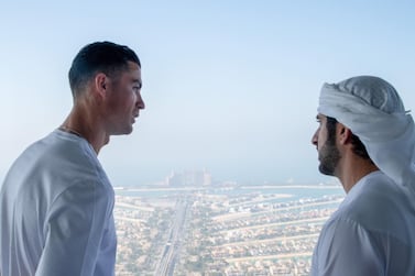 Sheikh Hamdan bin Mohammed, Crown Prince of Dubai (right) with Cristiano Ronaldo at SushiSamba in Dubai. Photo: Instagram @faz3