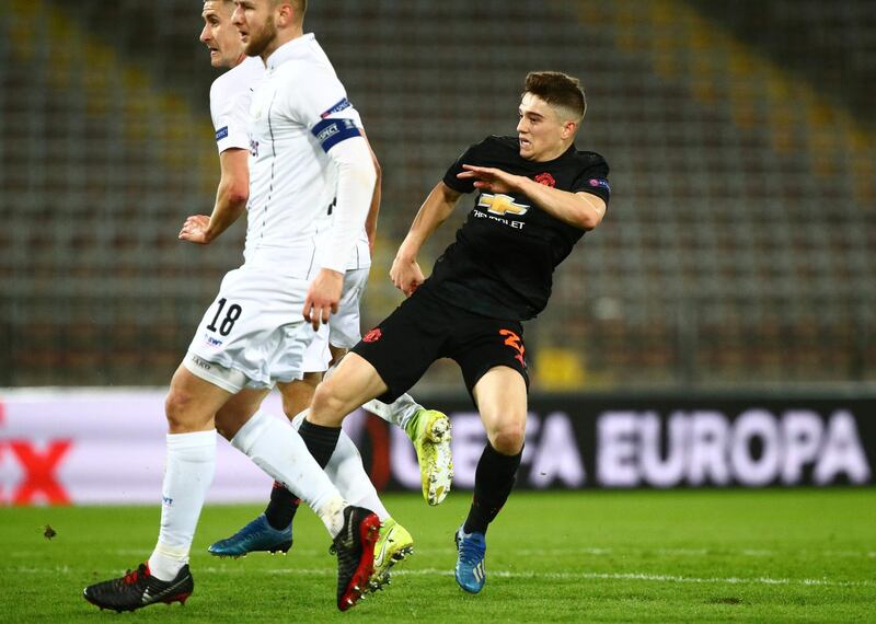 Daniel James scores the second goal. Reuters