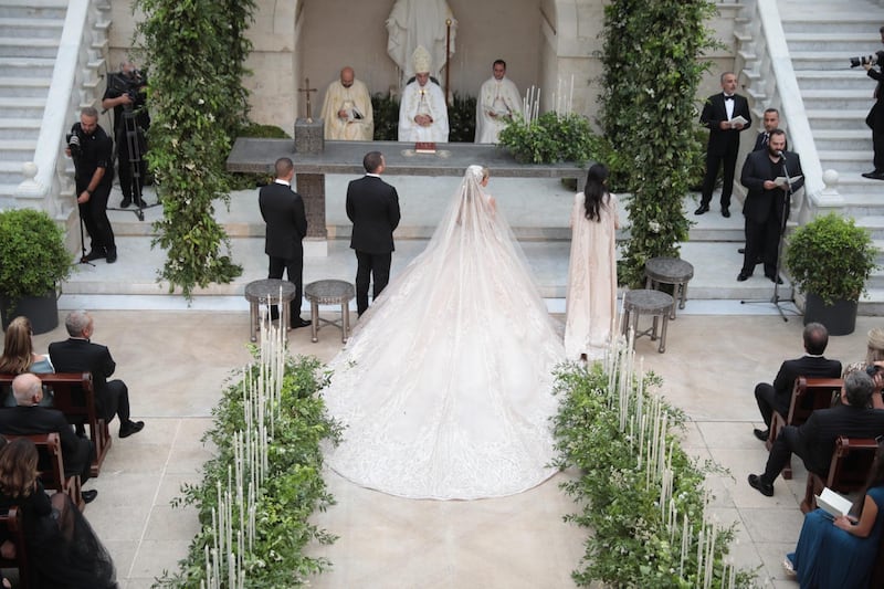 The 4.5-metre train looked stunning during the ceremony. Photo: ParAzar